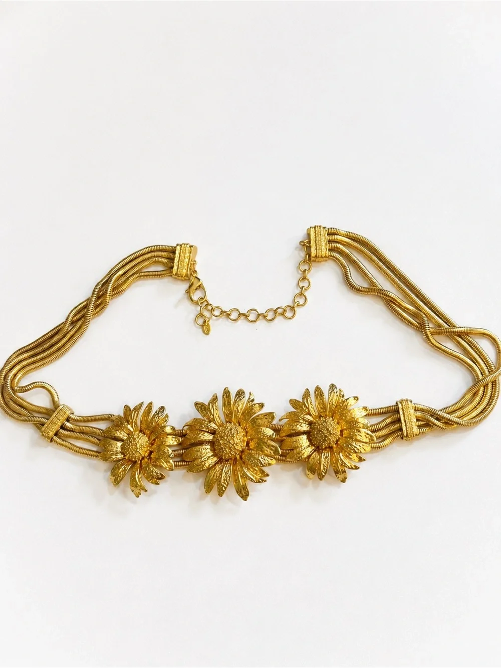 Zara Gold Daisy Flower Multi Strand Chain Belt Size 30 NWOT